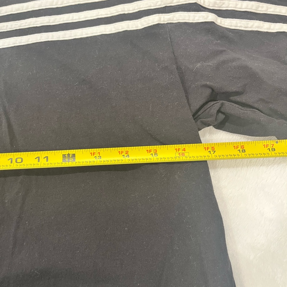 Adidas Black & White Stripe Boxy Cropped Graphic Tee - Small - Picture 5 of 5